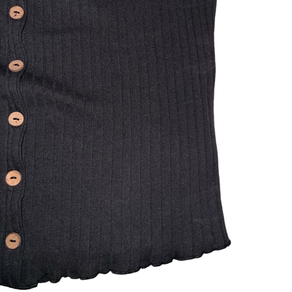 Timing Black Ribbed Crop Top Large - Picture 7 of 9